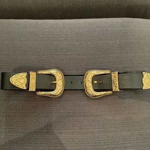 B-LOW THE BELT Bri Bri Waist Belt in Black & Gold Genuine leather